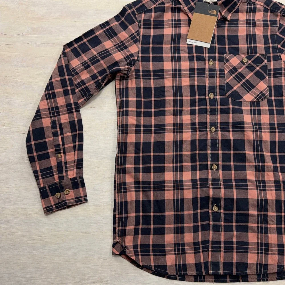 The North Face Shirt Hayden Pass 2.0 Plaid Flannel Pink Navy Mens Size S NWT